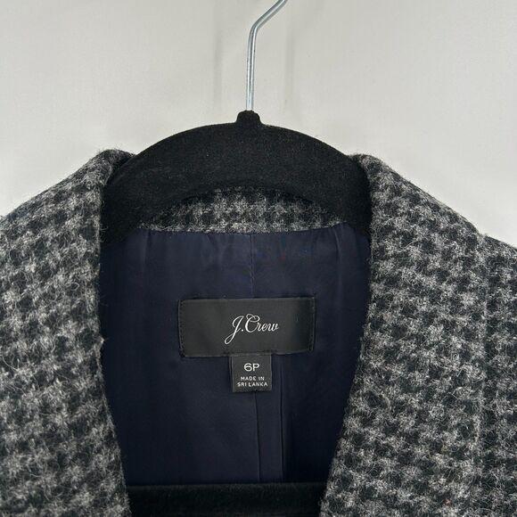 J. CREW Women's Gray Black 100% Wool Houndstooth Blazer Jacket Size 6 Petite - Picture 7 of 8